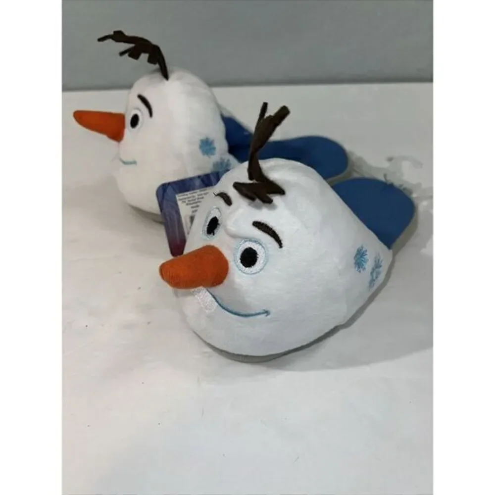 Disney Frozen II Olaf Unisex Kids Size 4 Plush‎ Soft Slippers NWT